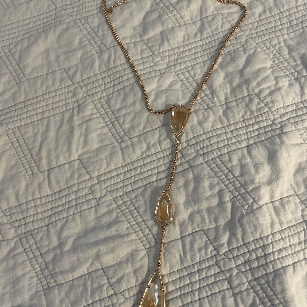 Kendra Scott Gold-tone Lariat Necklace with Champagne Crystals